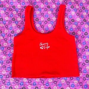 Forever 21 Red Cherry Lips Cropped Tank 🍒🍒🍒 Size S